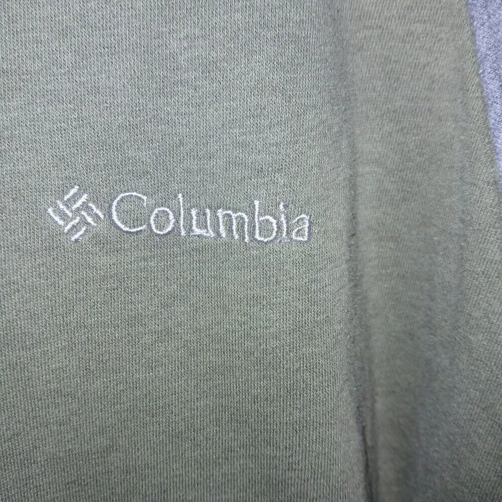 Men's Columbia Pullover Hooded Sweatshirt Large Green Gray Hoodie - Picture 3 of 6
